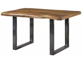 Massivmoebel24 Freeform 5 Baumkantentisch Mango 140x90x77cm natur lackiert, U-Beine anthrazit (09-104-844-9101)