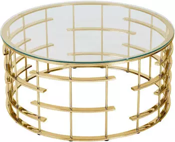 SalesFever Couchtisch Metall/Sicherheitsglas Gold/Klar &Oslash;90cm H42cm (371510)