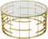 SalesFever Couchtisch Metall/Sicherheitsglas Gold/Klar Ø90cm H42cm (371510)