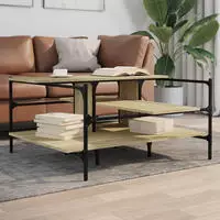 vidaXL Couchtisch Grau Sonoma 100x100x48,5 cm Holzwerkstoff