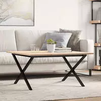 vidaXL Couchtisch X-Gestell 90x90x45cm Massivholz Kiefer und Stahl