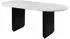 Massivmoebel24 Barcelona Esstisch oval Mangoholz 180x90cm schwarz lackiert / Marmor weiß (09-108-344-1037)