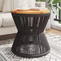 Vidaxl - Couchtisch Mit Drahtgestell Schwarz &Oslash; 45x44 Cm Akazienholz
