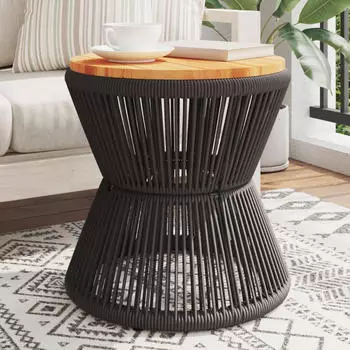 vidaXL Couchtisch Akazienholz Drahtgestell Schwarz &Oslash;45x44cm (365637)