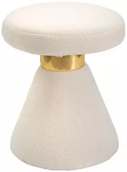 Mauro Ferretti Iceland Plüsch-Sitzhocker/Beistelltisch Creme & Gold 42x42x51cm (1426290000)