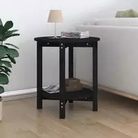 vidaXL Couchtisch Schwarz &Oslash; 55x60 cm Massivholz Kiefer