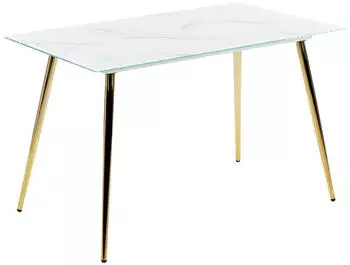 Beliani Mulga Esstisch Hartglas Marmoroptik 120x70cm Goldf&uuml;&szlig;e (373459)