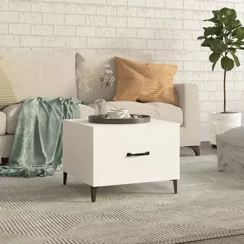 vidaXL Couchtisch mit Metallbeinen Wei&szlig; 50x50x40cm (812726)