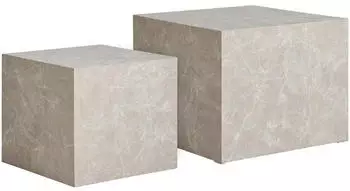 House Nordic Prague Couchtisch 2er-Set, quadratisch, Marmor-Dekor Beige MDF (Prague)