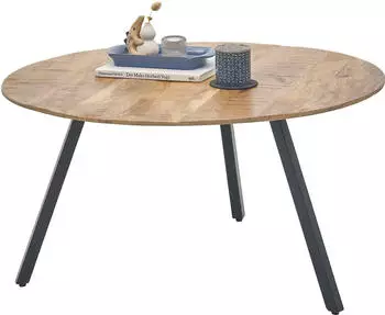 Stolkom Gloria Couchtisch rund, Mangoholz, Metallgestell schwarz, 80cm (53042639-0)