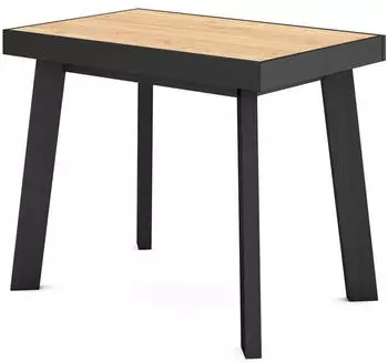 Skraut Home Ausziehbarer Konsolentisch 180x90x73cm, 8 Personen, Eiche/Schwarz (262_25)