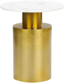 Beliani Ariaga Beistelltisch Rund Metall Marmor Gold Weiß 40cm