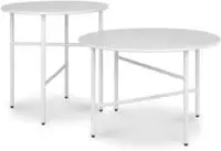 2er Set Beistelltisch Outdoor &Oslash; 44x46cm + &Oslash; 53x36cm, Wei&szlig;