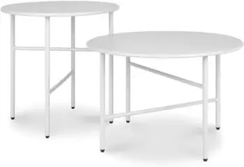 bomoe Finn Beistelltisch 2er Set Rund Metall Wei&szlig; &Oslash;44x46cm + &Oslash;53x36cm (65185040)
