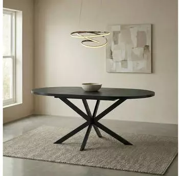Idimex Chester Esstisch rund ausziehbar 120–160cm, Holzdekor, Schwarz (Chester)