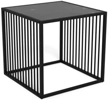 Actona Strington Beistelltisch MDF/Stahl Marmoroptik schwarz 40x40x40cm