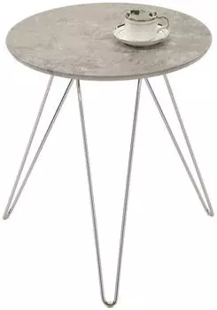 Idimex Benno Couchtisch rund MDF Betonoptik, Metallbeine verchromt