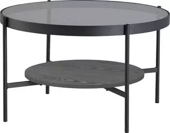 byLIVING Ohio Couchtisch Rauchglas grau, Metallgestell schwarz, &Oslash;73,5cm