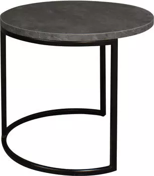 M&auml;usbacher Couchtisch rund Asteiche Dekor, Metallgestell, &Oslash;60cm, H50,5cm (Couchtisch rund-UG-B)