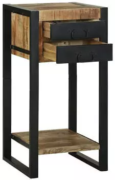 vidaXL Beistelltisch mit Regal Massivholz Mango Braun 40x40x80cm
