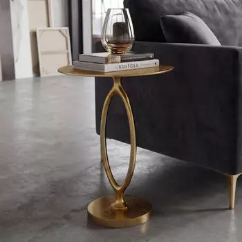 Finebuy Beistelltisch Aluminium rund 44cm Gold (FB116518)