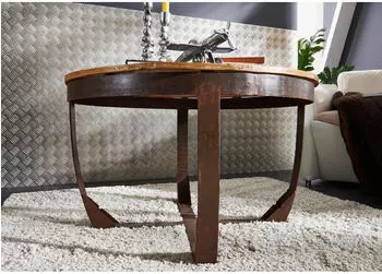 Massivmoebel24 Industrial #01 Couchtisch Altholz 75x75x45cm mehrfarbig lackiert (09-100-811-0001)