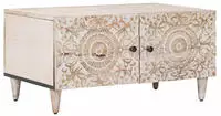 vidaXL Couchtisch Wei&szlig; 80 x 50 x 40 cm Massivholz Mango