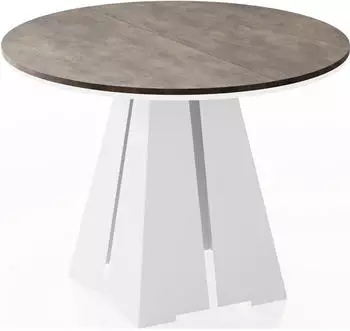 WFL GROUP Kova Runder Ausziehbarer Esstisch Chicago Beton, wei&szlig;es Metallgestell, 100&ndash;180cm (wfl_0000019-07)