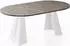 WFL GROUP Kova Runder Ausziehbarer Esstisch Chicago Beton, weißes Metallgestell, 100–180cm (wfl_0000019-07)