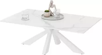 Stolkom Noah Couchtisch Keramik wei&szlig; marmoriert, 110x40x70cm