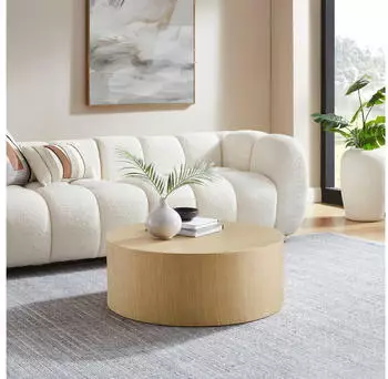 SalesFever Couchtisch MDF Eichenholzfurnier Natur &Oslash;80cm H30cm
