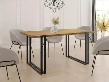 WFL GROUP Marco Esstisch ausziehbar, Lancelot Eiche, schwarze Metallbeine, 140-240x80cm (44104687)