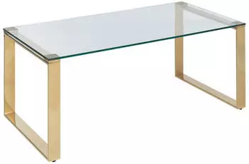 Beliani Tilon Couchtisch Sicherheitsglas Edelstahlgestell Gold 100x40x50cm (Tilon)