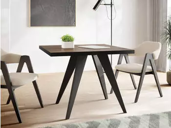 WFL GROUP Quadro Esstisch ausziehbar 100&ndash;150cm, Arvadonna Chestnut, schwarze Holzbeine