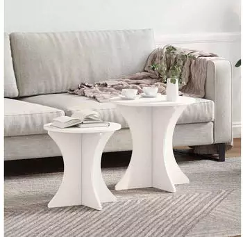 vidaXL Couchtisch 2er-Set Wei&szlig; Massivholz Kiefer (873566)