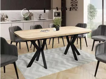 WFL GROUP Olivia Ausziehbarer Esstisch 200-280x100cm, Craft Eiche, Schwarze Metallbeine (44189330)