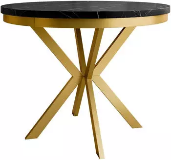 Mirjan24 Edder Gold 100 Ausziehbarer Esstisch, Stahl, rund, 100-176x100x76cm