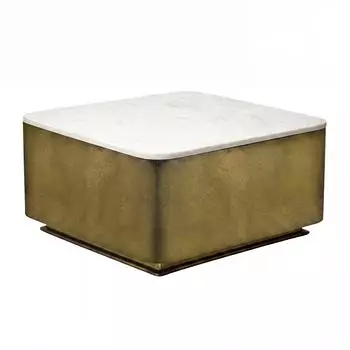 Wohnling Couchtisch Metall wei&szlig;er Marmor 60x60cm quadratisch (WL7.717)