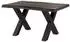 Massivmoebel24 Freeform 5 Baumkantentisch Mangoholz 140x90x77cm grau, X-Beine anthrazit (09-104-844-2211)