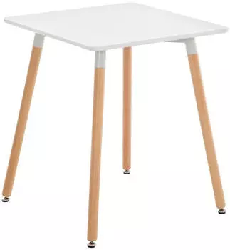 CLP Viborg Esstisch MDF-Platte, Buchenholzgestell, Wei&szlig;, 60cm (202780502)