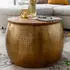 Finebuy Couchtisch FB80735 Rund Mango Massivholz/Metall Ø60cm Gold mit Stauraum (FB80735)