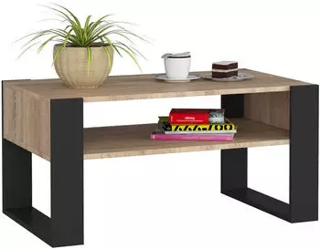 Akord Furniture Factory DOMI Couchtisch 92x53x45cm, Sonoma Eiche / Schwarz