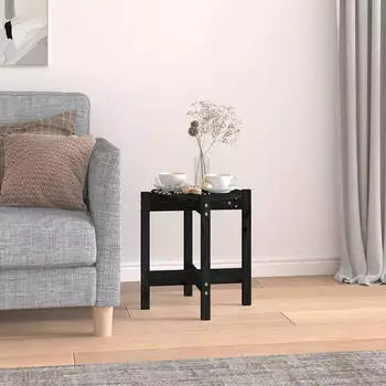 vidaXL Couchtisch Schwarz &Oslash;42,5x45cm Massivholz Kiefer (822316)