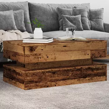 vidaXL Couchtisch mit LED-Beleuchtung Braun Eichen-Optik 50x50x40cm (839860)