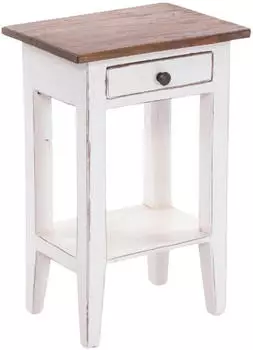 Xtradefactory PLANTA Telefontisch Mahagoni Massivholz mit Schublade, wei&szlig; (06)