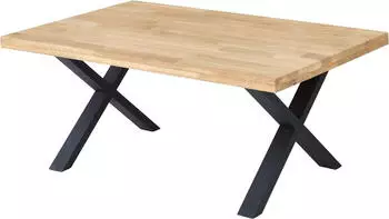 Stolkom Chris Couchtisch Eiche Massiv, Metall schwarz, 110x47x70cm