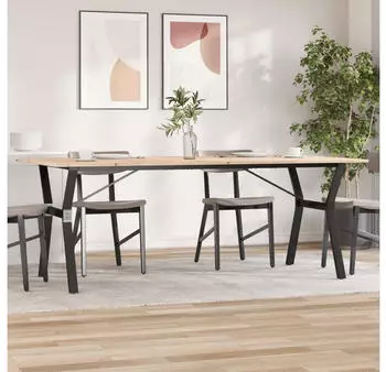 vidaXL Esstisch Y-Gestell 200x100x75cm Massivholz Kiefer und Stahl