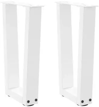 vidaXL Couchtischbeine V-Form 2 St&uuml;ck Stahl Wei&szlig; 38x(42-43,3)cm (4012625)