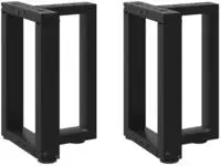 vidaXL Couchtischbeine T-Form 2 Stk. Schwarz 38x25x(42-43) cm Stahl