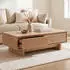 Mendler HWC-O33 Couchtisch 2 Schubladen 2 Fächer Melamin Ulme Natur 120x60x40cm (111906)
